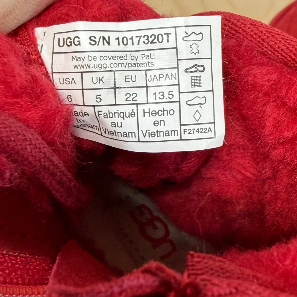 NEW Kids Red‎ Suede UGG Boots with Faux Fur Lining and Lace Up Front